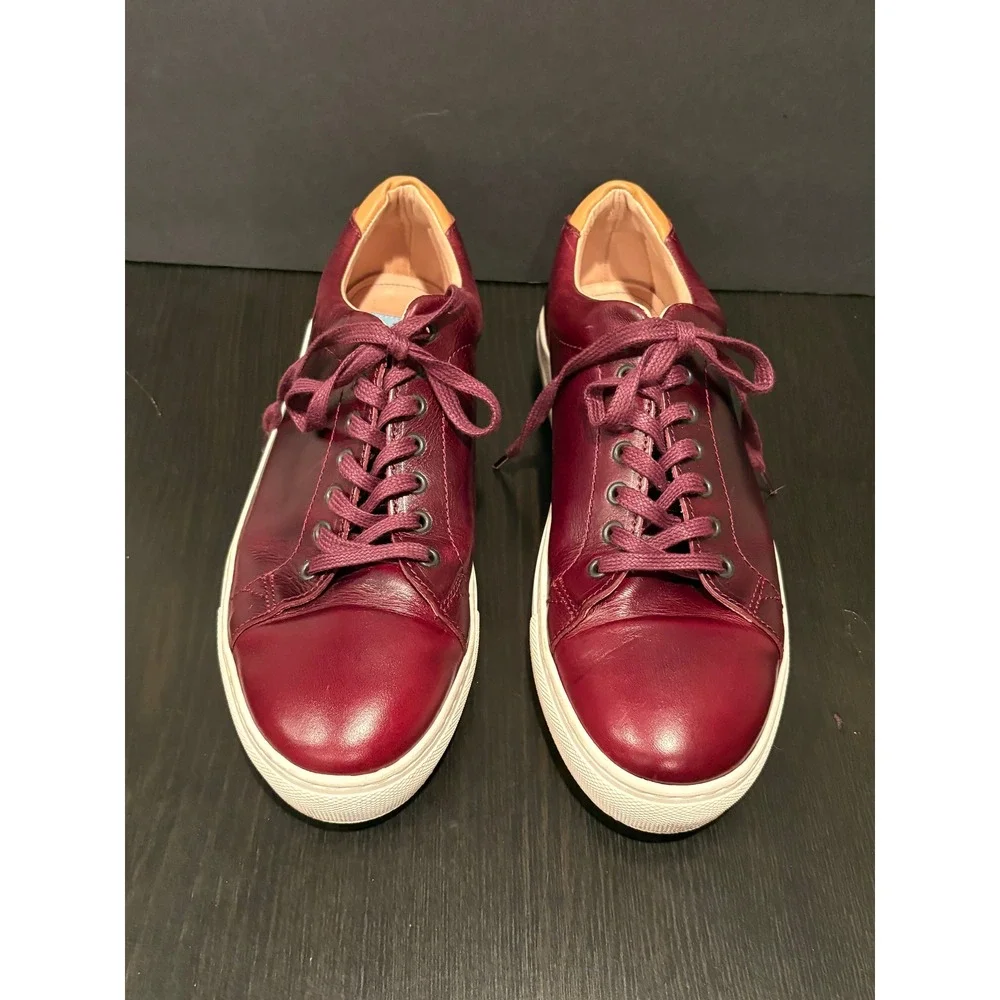 Modern Fiction Homme Mens Sneakers‎ Leather 10.5 Burgundy Low Top Contrast Heel